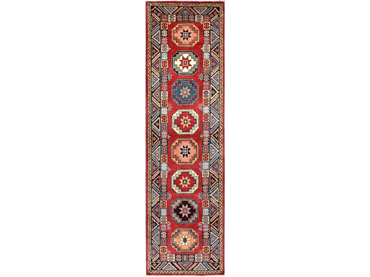 2'8" x 9'9" New Hand Knotted Red Wool Runner Oriental Rug - MOA10286449