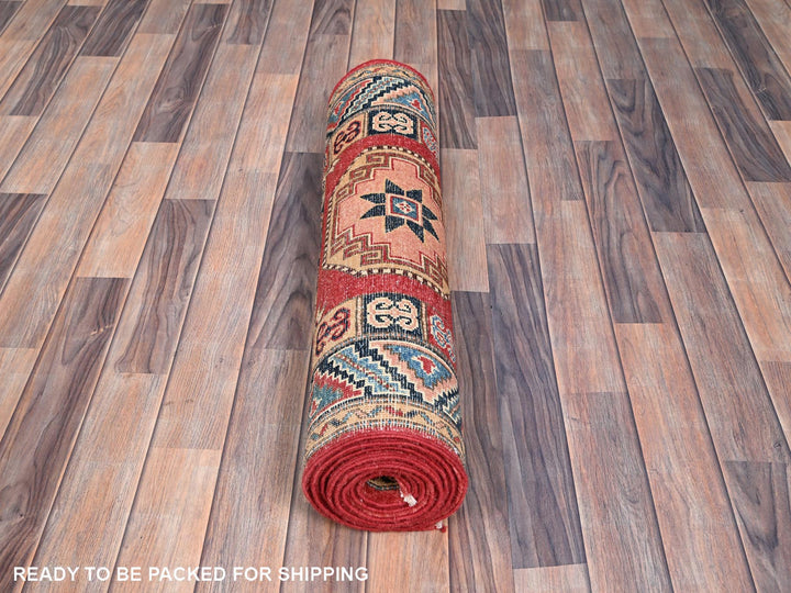 2'8" x 9'9" New Hand Knotted Red Wool Runner Oriental Rug - MOA10286449