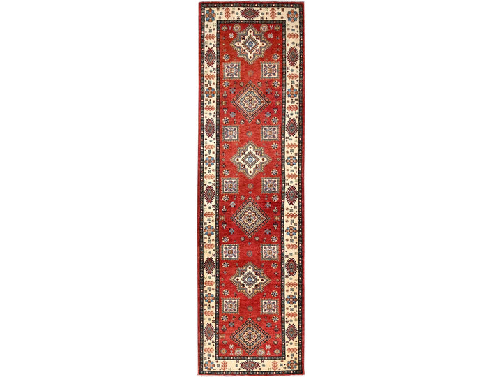 2'8" x 9'6" New Hand Knotted Red Wool Runner Oriental Rug - MOA10286450