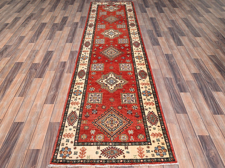2'8" x 9'6" New Hand Knotted Red Wool Runner Oriental Rug - MOA10286450