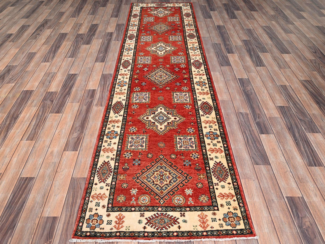 2'8" x 9'6" New Hand Knotted Red Wool Runner Oriental Rug - MOA10286450