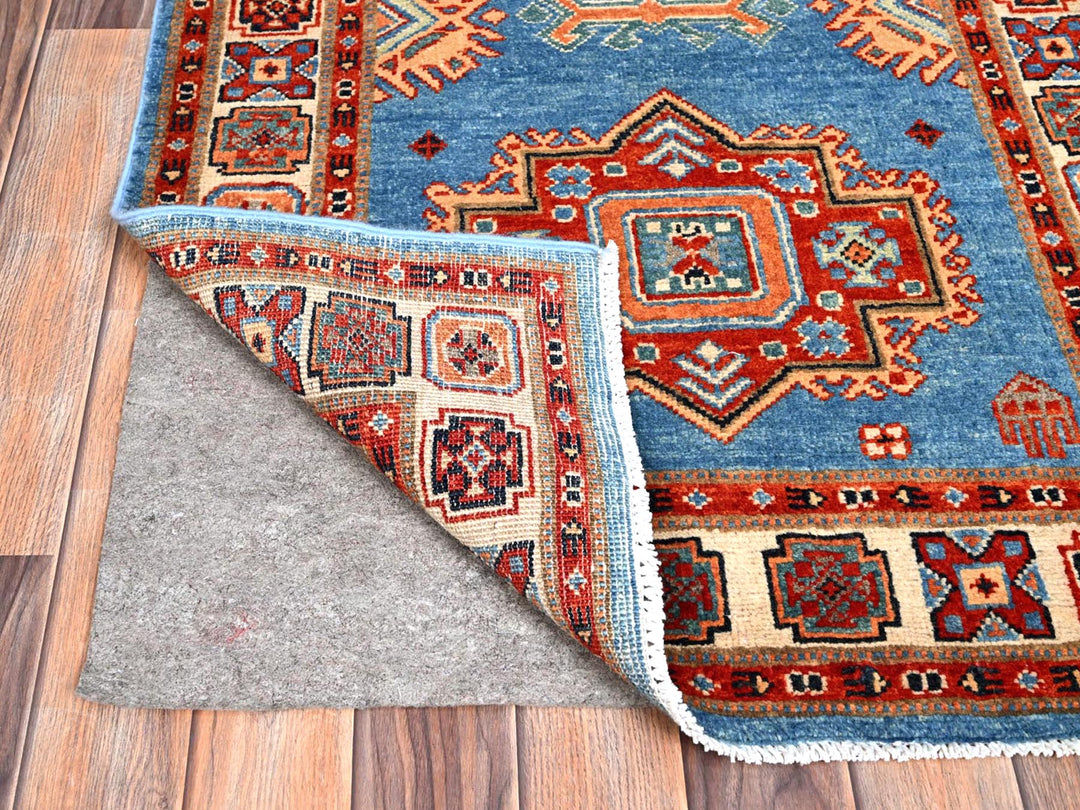 2'10" x 9'7" New Hand Knotted Blue Wool Runner Oriental Rug - MOA10286452