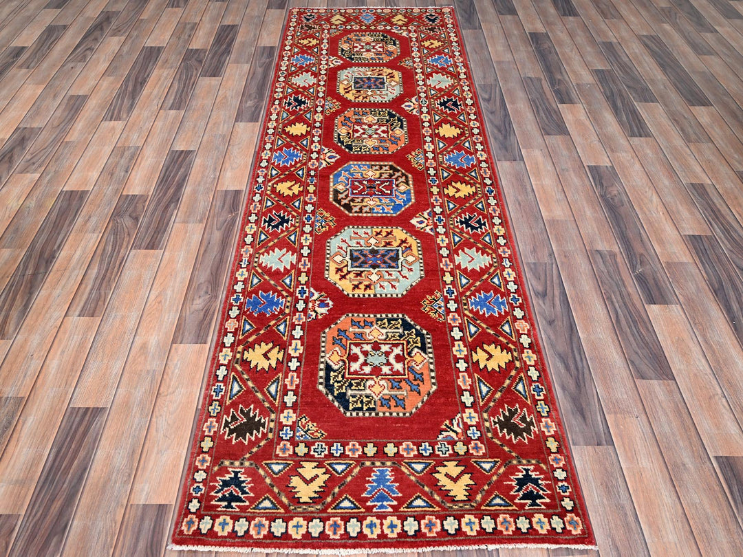 2'7" x 8'0" New Hand Knotted Red Wool Runner Oriental Rug - MOA10286457