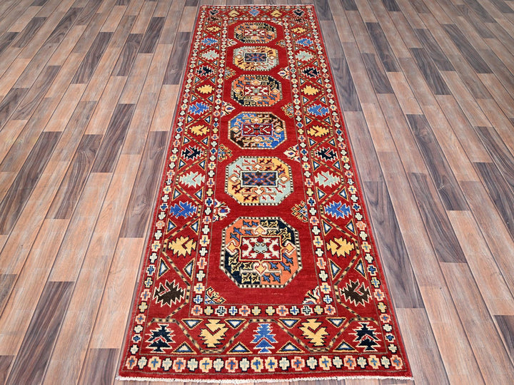 2'7" x 8'0" New Hand Knotted Red Wool Runner Oriental Rug - MOA10286457