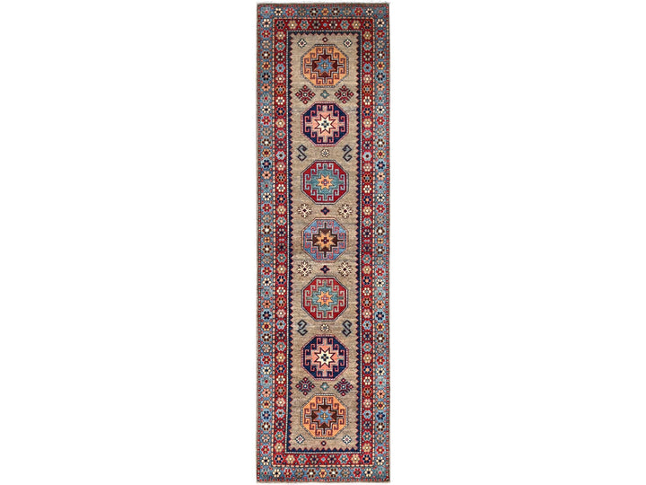 2'7" x 9'8" New Hand Knotted Beige Wool Runner Oriental Rug - MOA10286460