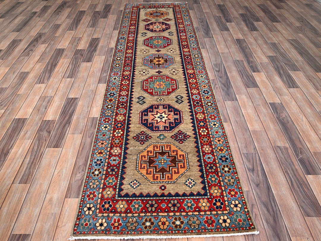 2'7" x 9'8" New Hand Knotted Beige Wool Runner Oriental Rug - MOA10286460