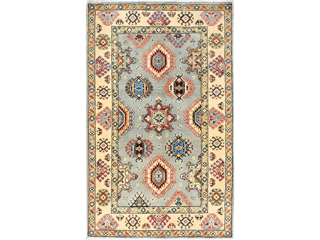 2'10" x 4'7" New Hand Knotted Grey Wool Rectangle Oriental Rug - MOA10286466