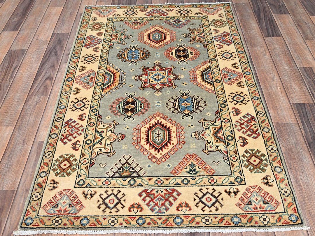 2'10" x 4'7" New Hand Knotted Grey Wool Rectangle Oriental Rug - MOA10286466