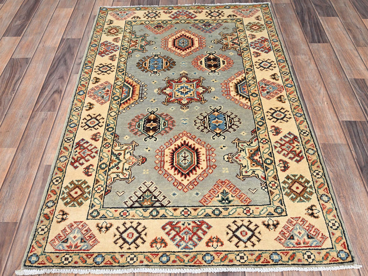 2'10" x 4'7" New Hand Knotted Grey Wool Rectangle Oriental Rug - MOA10286466