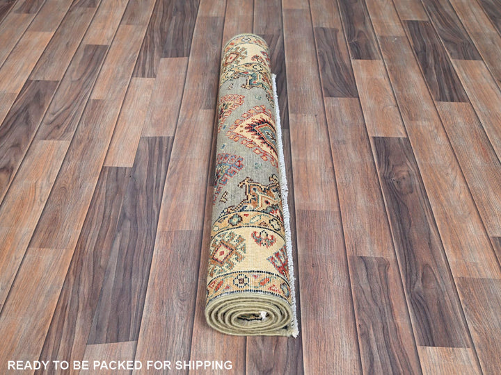 2'10" x 4'7" New Hand Knotted Grey Wool Rectangle Oriental Rug - MOA10286466