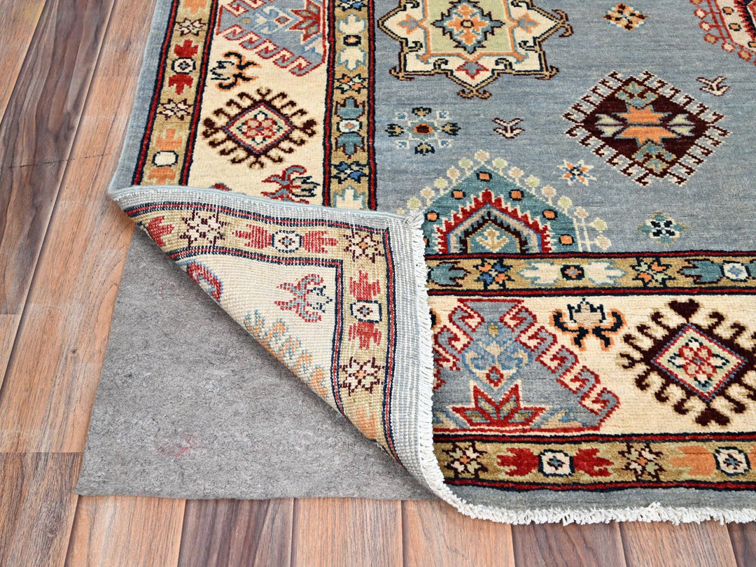 5'7" x 7'5" New Hand Knotted Grey Wool Rectangle Oriental Rug - MOA10286470