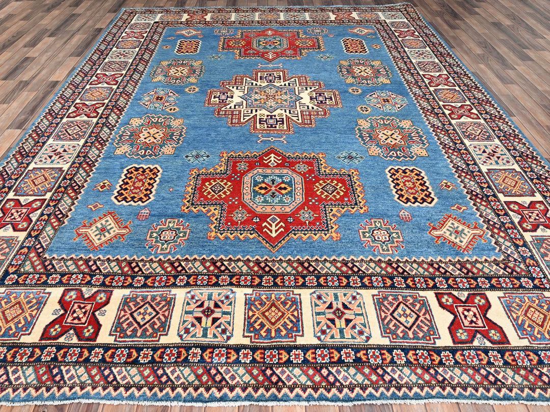 8'11" x 11'8" New Hand Knotted Blue Wool Rectangle Oriental Rug - MOA10286473