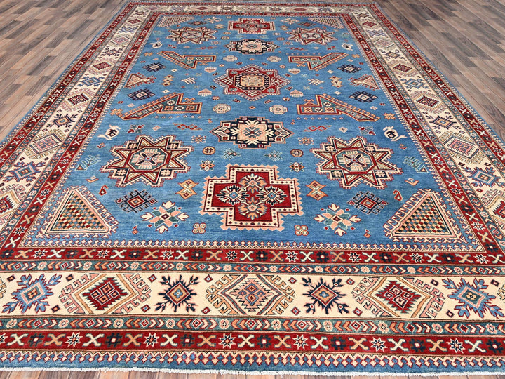 10'0" x 13'8" New Hand Knotted Blue Wool Rectangle Oriental Rug - MOA10286475