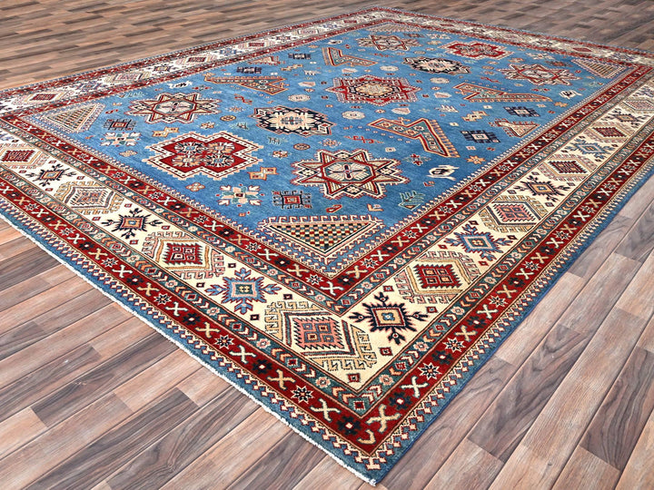 10'0" x 13'8" New Hand Knotted Blue Wool Rectangle Oriental Rug - MOA10286475