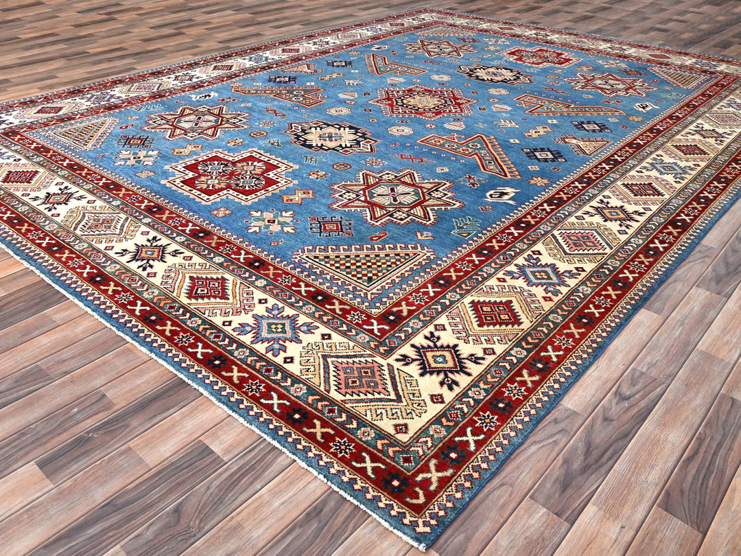 10'0" x 13'8" New Hand Knotted Blue Wool Rectangle Oriental Rug - MOA10286475