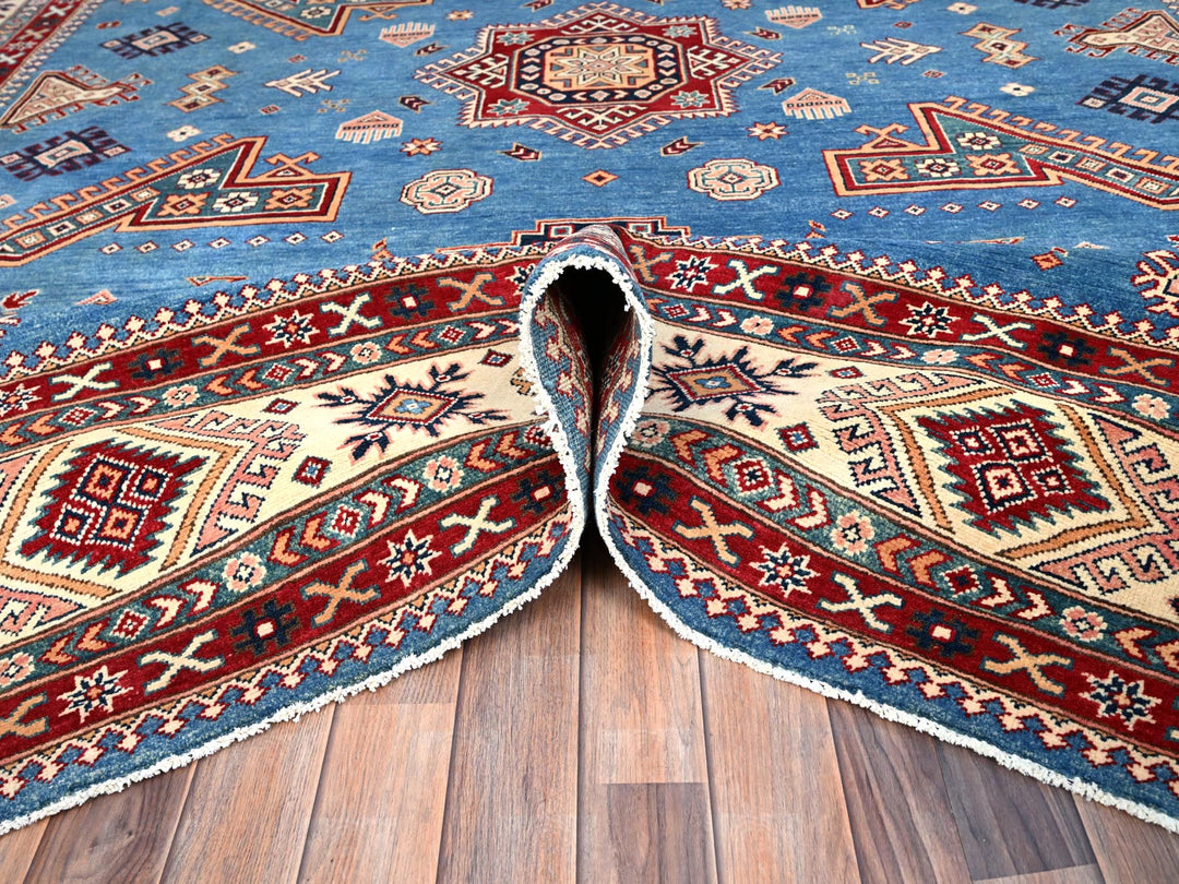 10'0" x 13'8" New Hand Knotted Blue Wool Rectangle Oriental Rug - MOA10286475