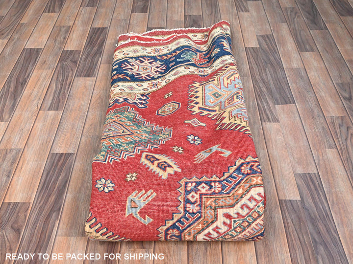 8'10" x 8'11" New Hand Knotted Red Wool Round Oriental Rug - MOA10286476