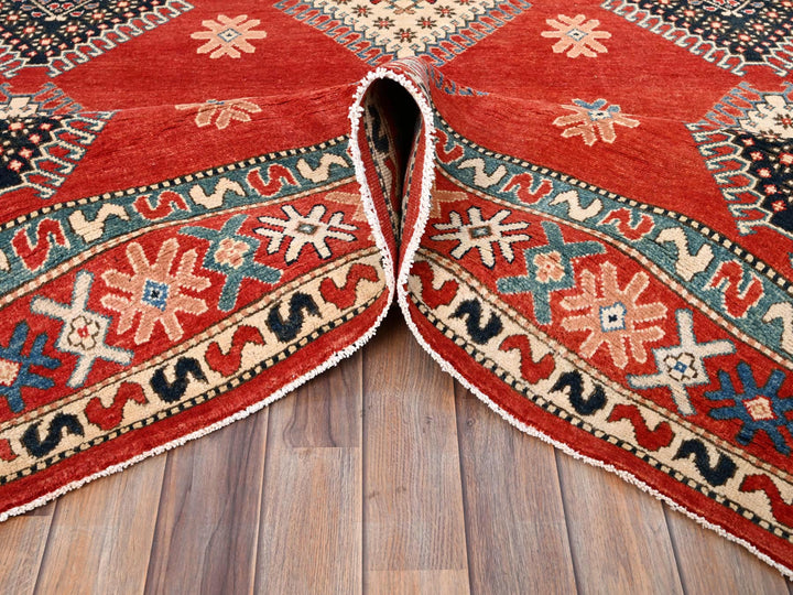 8'1" x 9'9" New Hand Knotted Red Wool Rectangle Oriental Rug - MOA10286478