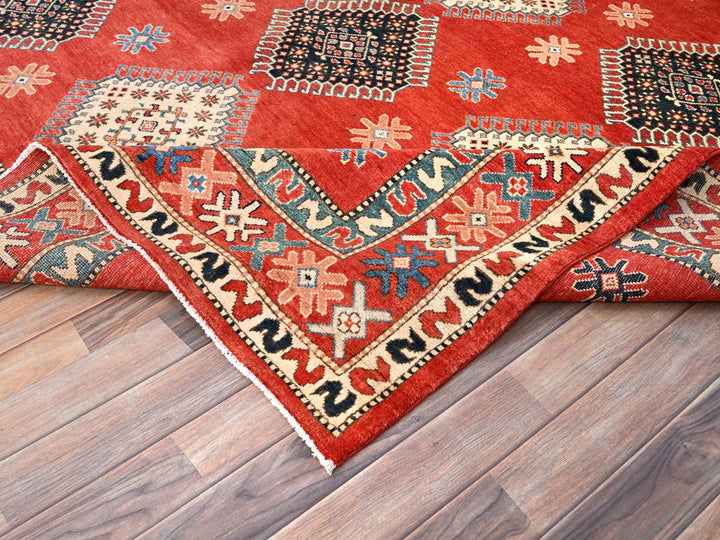 8'1" x 9'9" New Hand Knotted Red Wool Rectangle Oriental Rug - MOA10286478