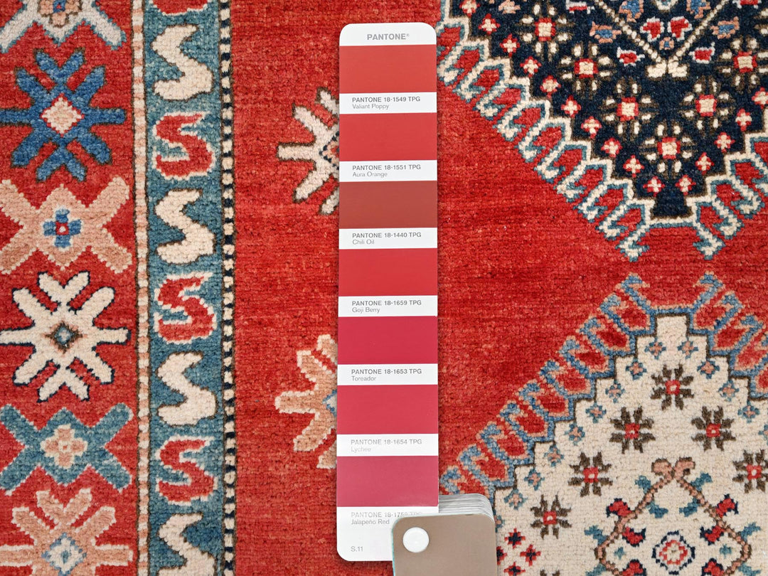 8'1" x 9'9" New Hand Knotted Red Wool Rectangle Oriental Rug - MOA10286478