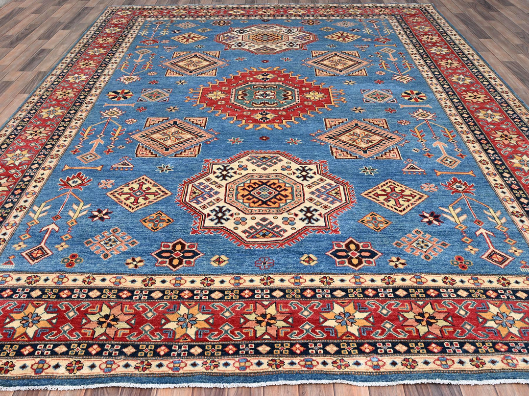 9'2" x 11'4" New Hand Knotted Blue Wool Rectangle Oriental Rug - MOA10286480