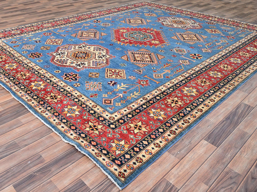 9'2" x 11'4" New Hand Knotted Blue Wool Rectangle Oriental Rug - MOA10286480