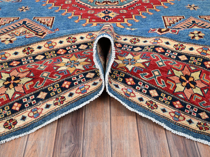 9'2" x 11'4" New Hand Knotted Blue Wool Rectangle Oriental Rug - MOA10286480