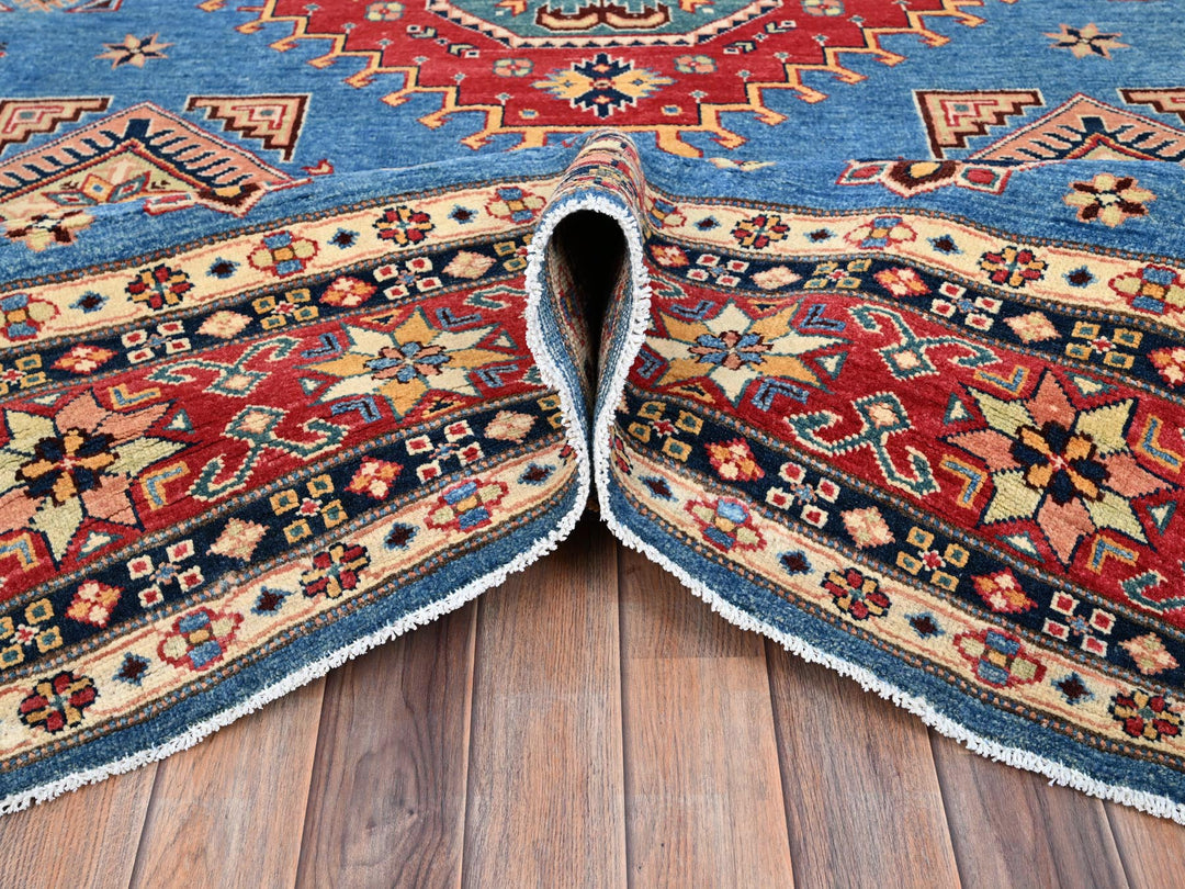 9'2" x 11'4" New Hand Knotted Blue Wool Rectangle Oriental Rug - MOA10286480