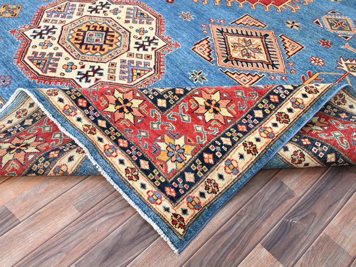 9'2" x 11'4" New Hand Knotted Blue Wool Rectangle Oriental Rug - MOA10286480