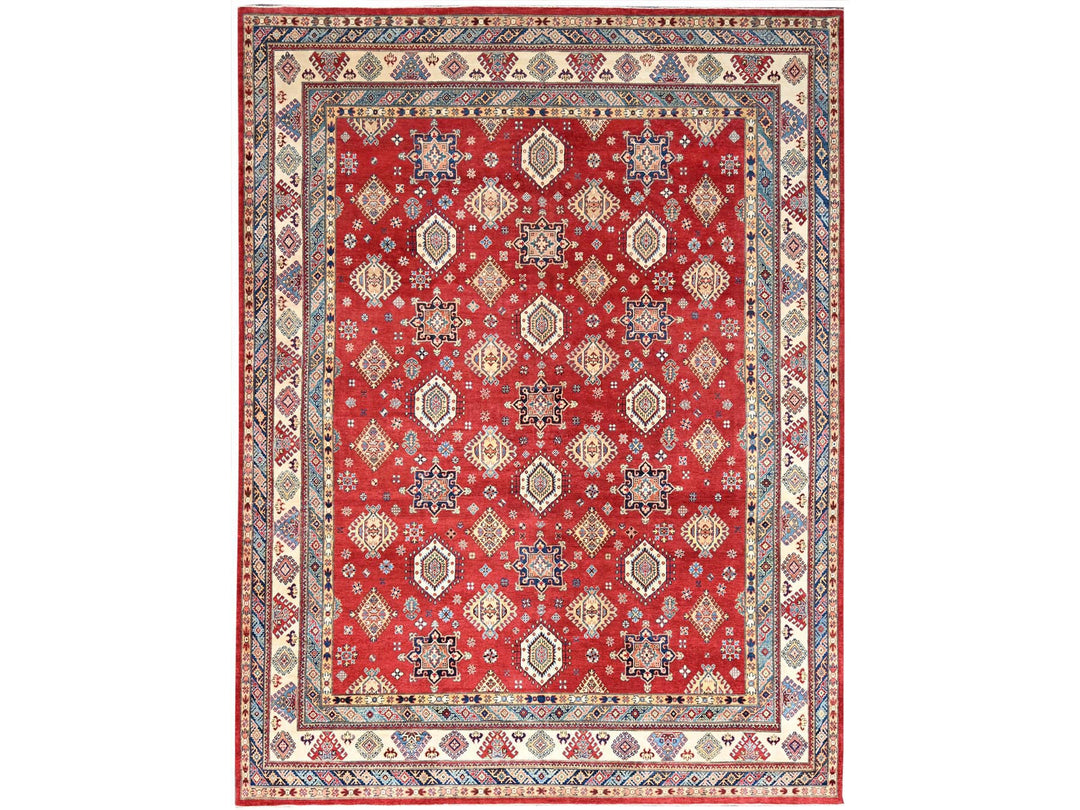 12'0" x 15'9" New Hand Knotted Red Wool Rectangle Oriental Rug - MOA10286484