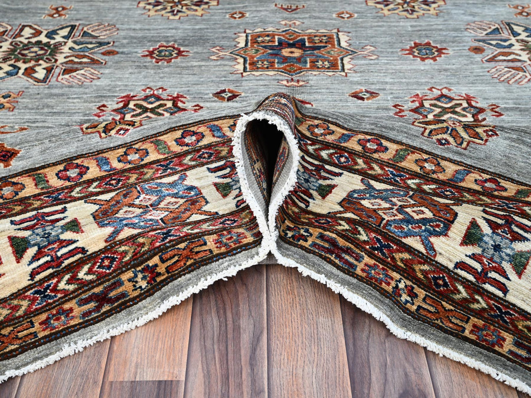 8'11" x 11'11" New Hand Knotted Grey Wool Rectangle Oriental Rug - MOA10286535