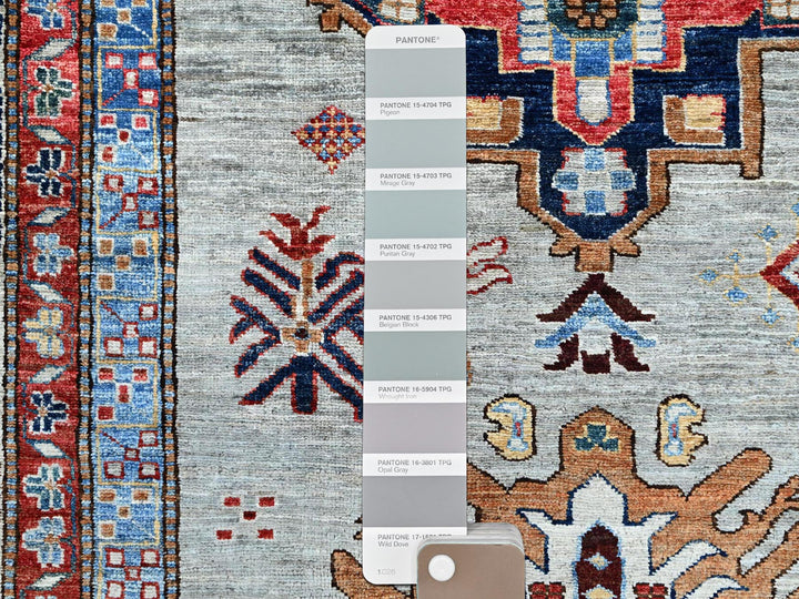 8'8" x 11'9" New Hand Knotted Grey Wool Rectangle Oriental Rug - MOA10286537