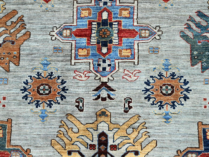 8'8" x 11'9" New Hand Knotted Grey Wool Rectangle Oriental Rug - MOA10286537