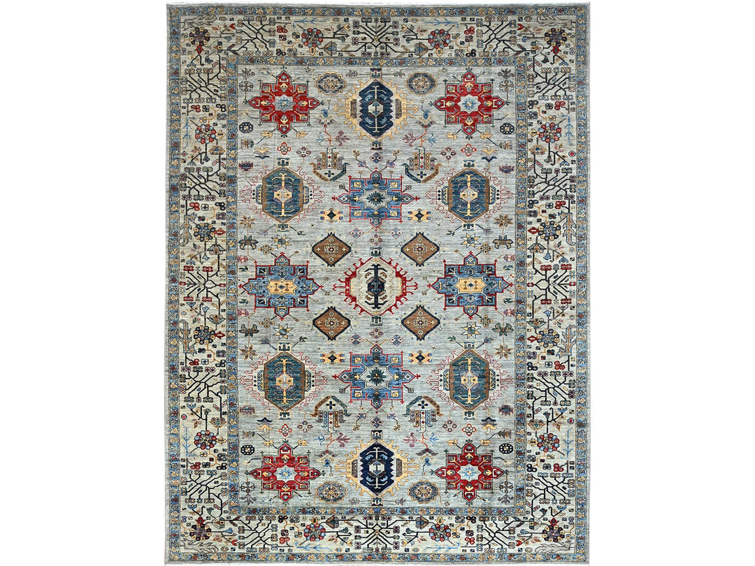 8'9" x 11'9" New Hand Knotted Grey Wool Rectangle Oriental Rug - MOA10286538