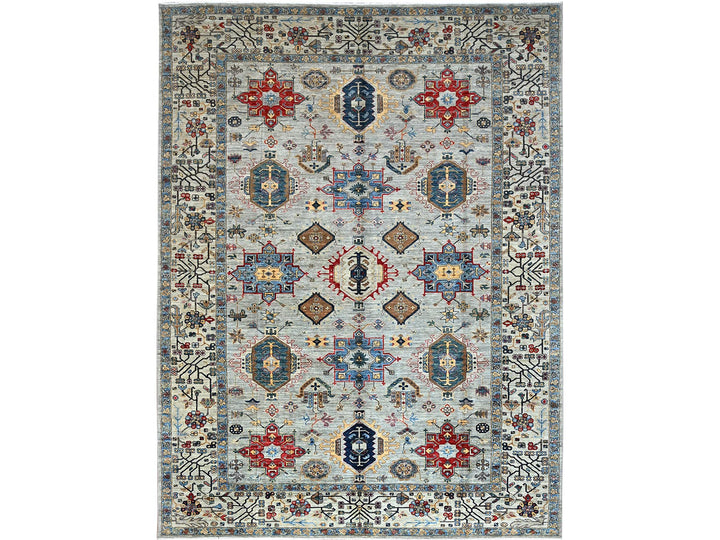 8'9" x 11'9" New Hand Knotted Grey Wool Rectangle Oriental Rug - MOA10286538