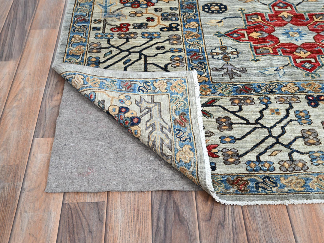 8'9" x 11'9" New Hand Knotted Grey Wool Rectangle Oriental Rug - MOA10286538