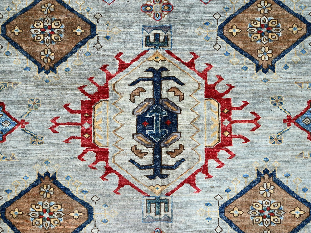 8'9" x 11'9" New Hand Knotted Grey Wool Rectangle Oriental Rug - MOA10286538