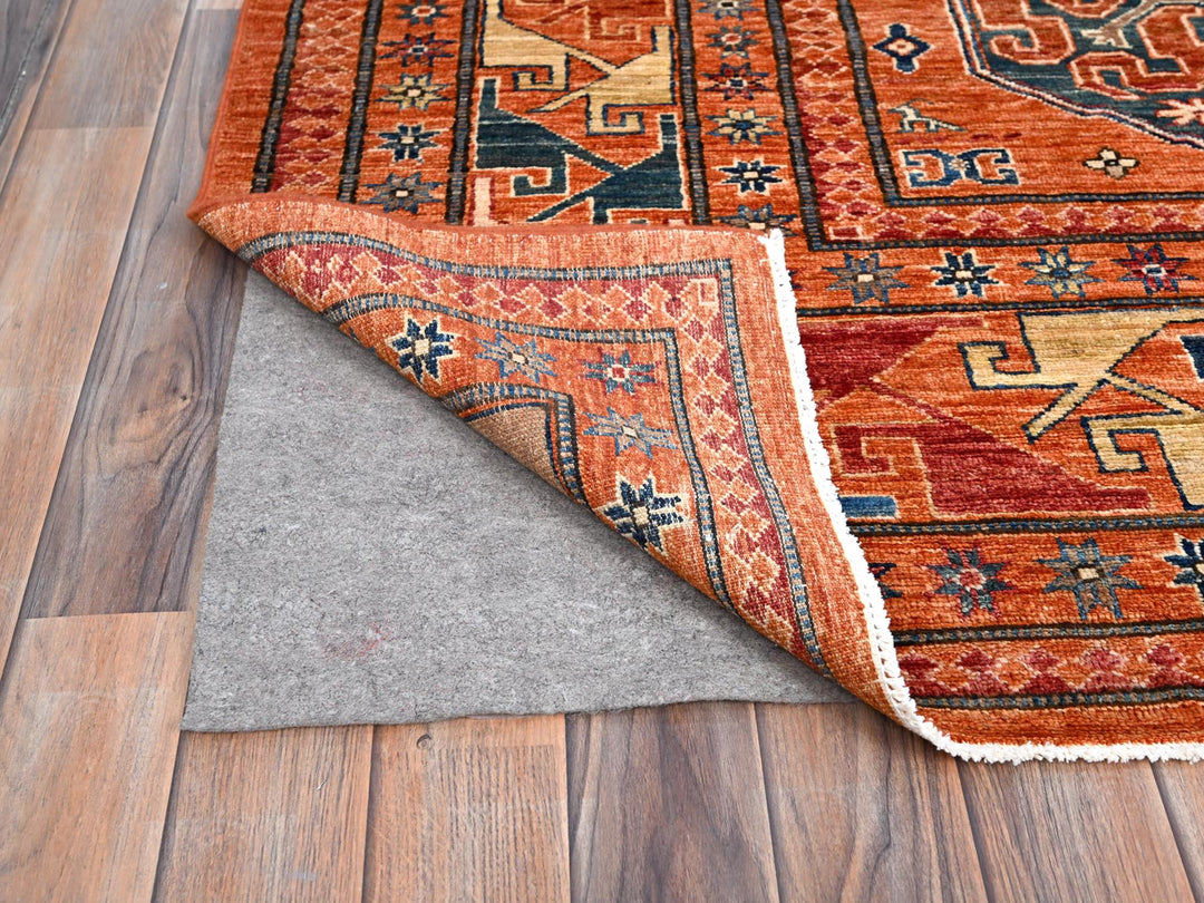 8'10" x 11'10" New Hand Knotted Orange Wool Rectangle Oriental Rug - MOA10286539