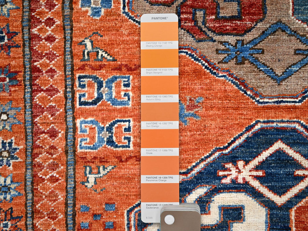 8'10" x 11'10" New Hand Knotted Orange Wool Rectangle Oriental Rug - MOA10286539