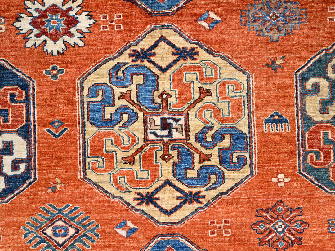 8'10" x 11'10" New Hand Knotted Orange Wool Rectangle Oriental Rug - MOA10286539