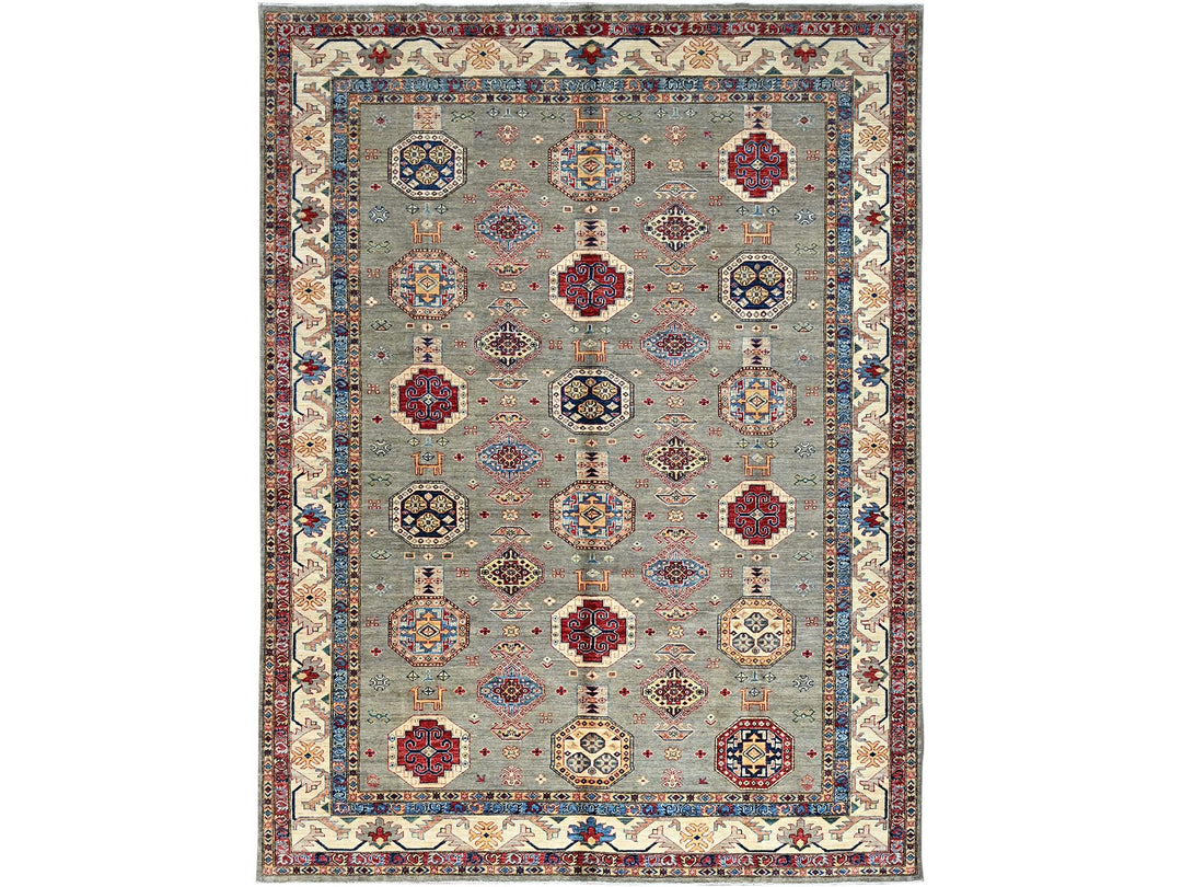 8'10" x 11'9" New Hand Knotted Grey Wool Rectangle Oriental Rug - MOA10286540