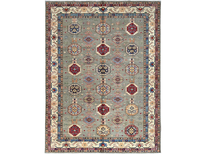 8'10" x 11'9" New Hand Knotted Grey Wool Rectangle Oriental Rug - MOA10286540