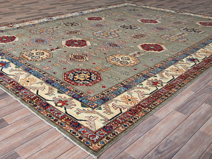 8'10" x 11'9" New Hand Knotted Grey Wool Rectangle Oriental Rug - MOA10286540