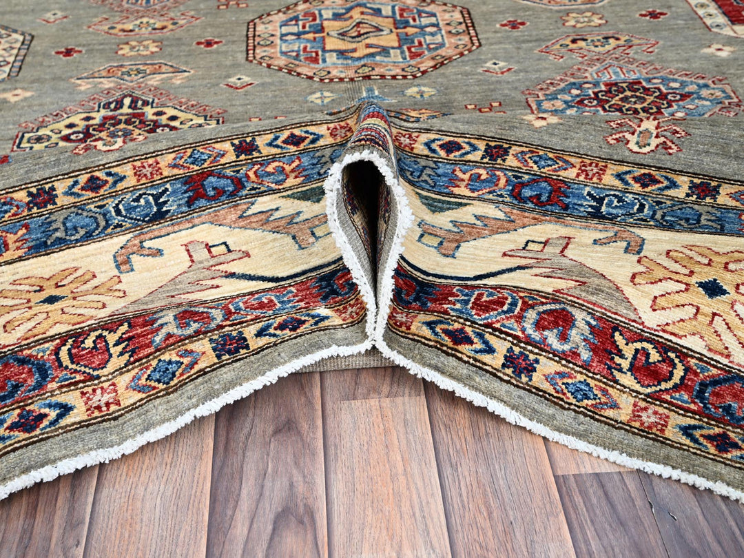 8'10" x 11'9" New Hand Knotted Grey Wool Rectangle Oriental Rug - MOA10286540