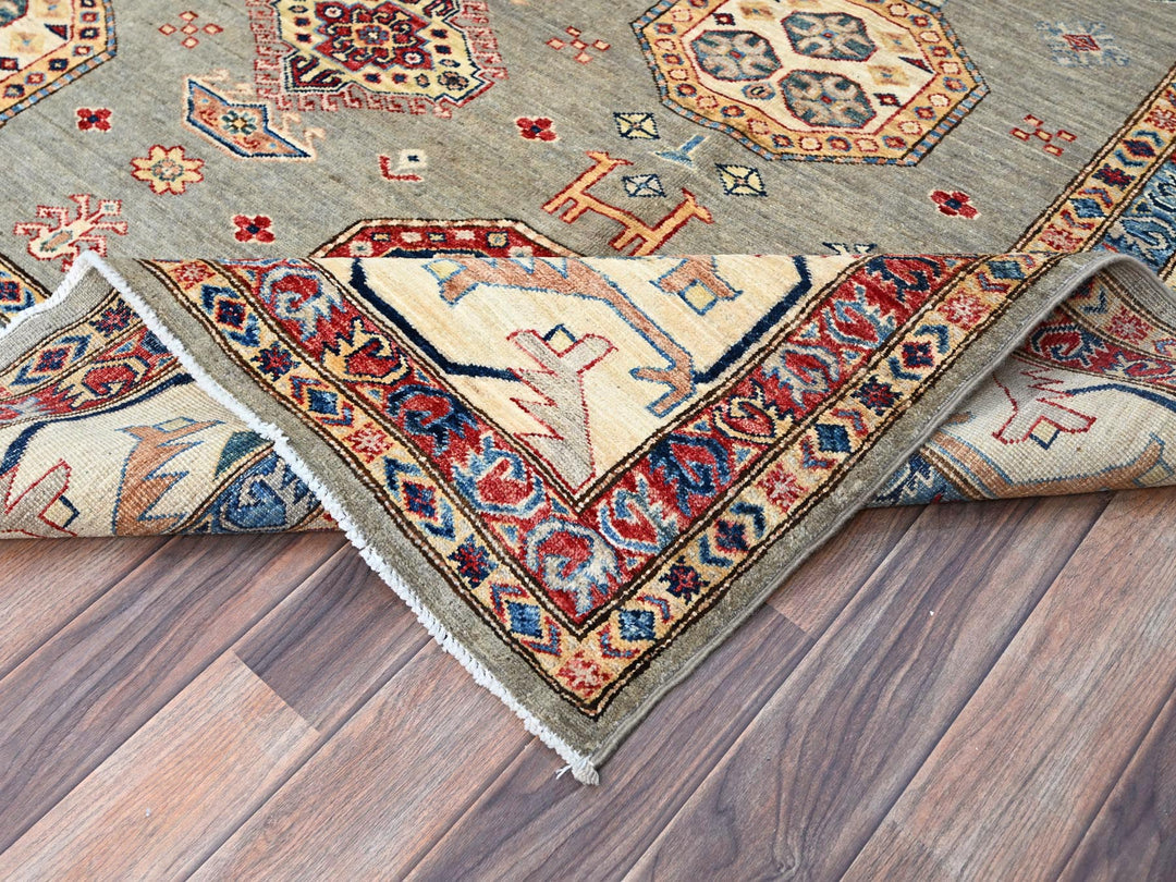 8'10" x 11'9" New Hand Knotted Grey Wool Rectangle Oriental Rug - MOA10286540