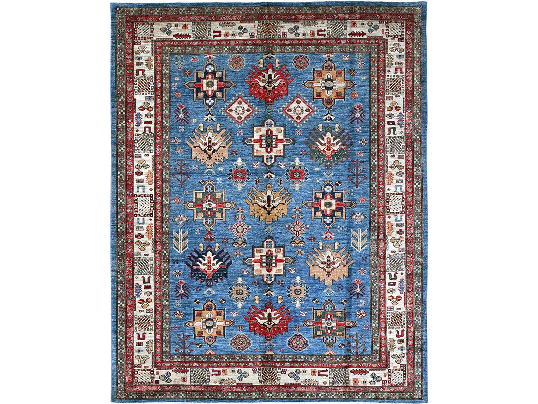 8'2" x 10'3" New Hand Knotted Blue Wool Rectangle Oriental Rug - MOA10286545