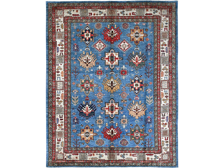 8'2" x 10'3" New Hand Knotted Blue Wool Rectangle Oriental Rug - MOA10286545