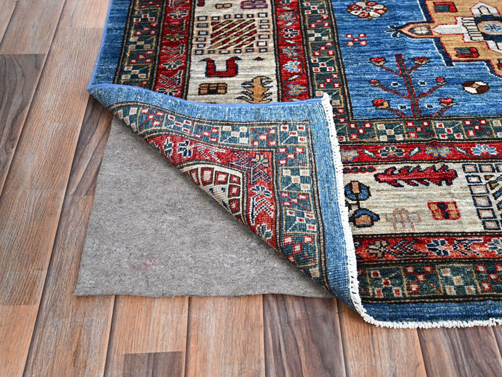 8'2" x 10'3" New Hand Knotted Blue Wool Rectangle Oriental Rug - MOA10286545