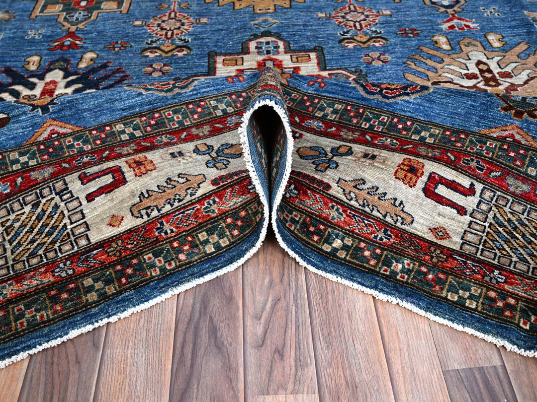 8'2" x 10'3" New Hand Knotted Blue Wool Rectangle Oriental Rug - MOA10286545