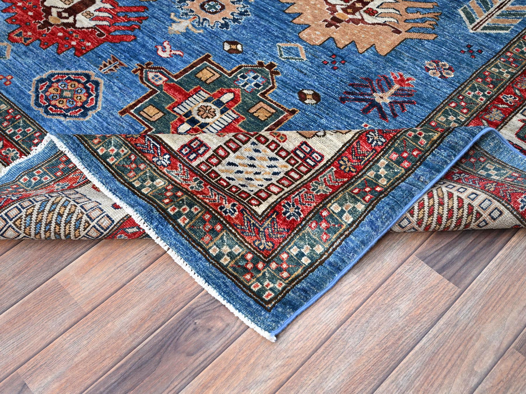 8'2" x 10'3" New Hand Knotted Blue Wool Rectangle Oriental Rug - MOA10286545